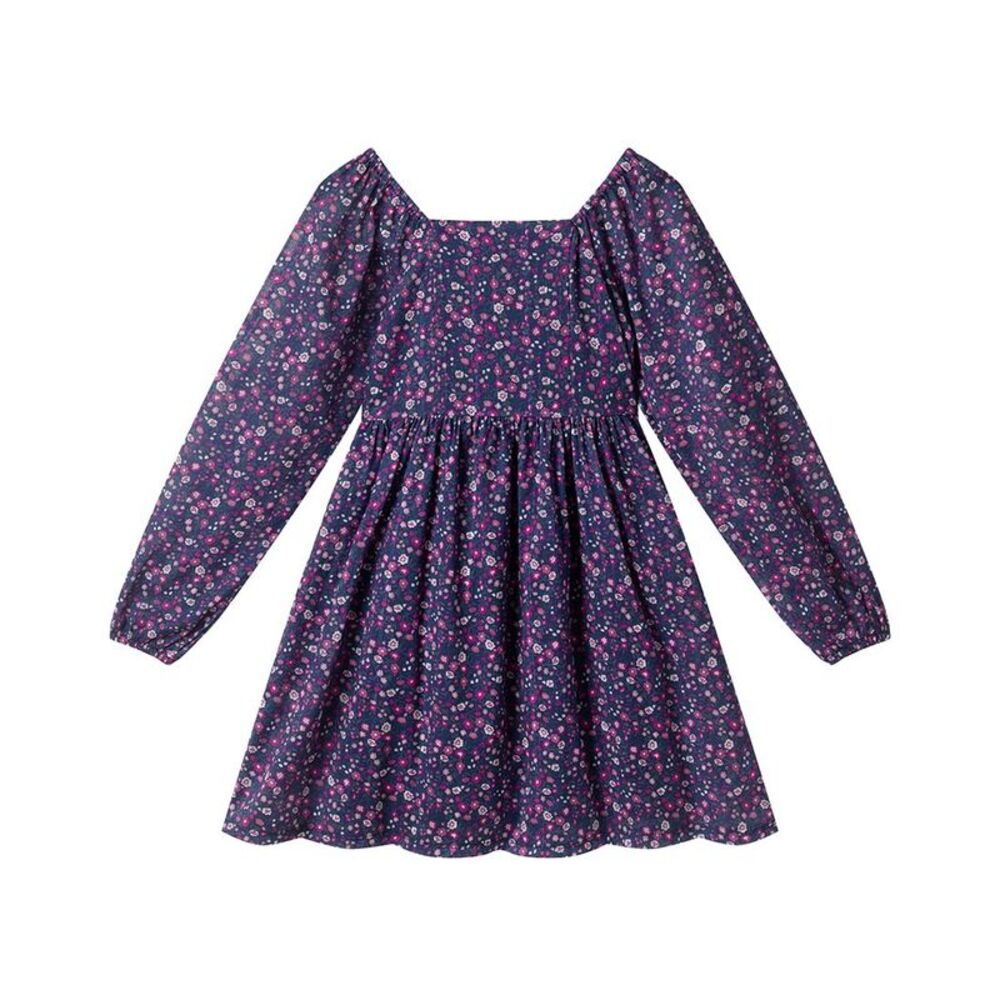 Andy & Evan Girls  Floral Print Woven Dress, Blue